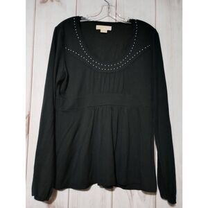 Michael Kors‎ Shirt Ladies Large Black Studded Long Sleeve